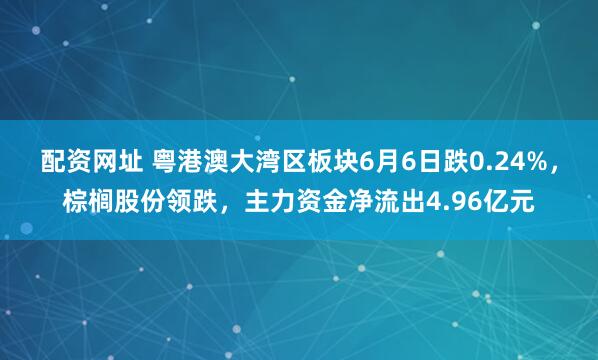配资网址 粤港澳大湾区板块6月6日跌0.24%，棕榈股份领跌，主力资金净流出4.96亿元