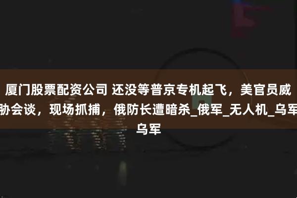 厦门股票配资公司 还没等普京专机起飞，美官员威胁会谈，现场抓捕，俄防长遭暗杀_俄军_无人机_乌军